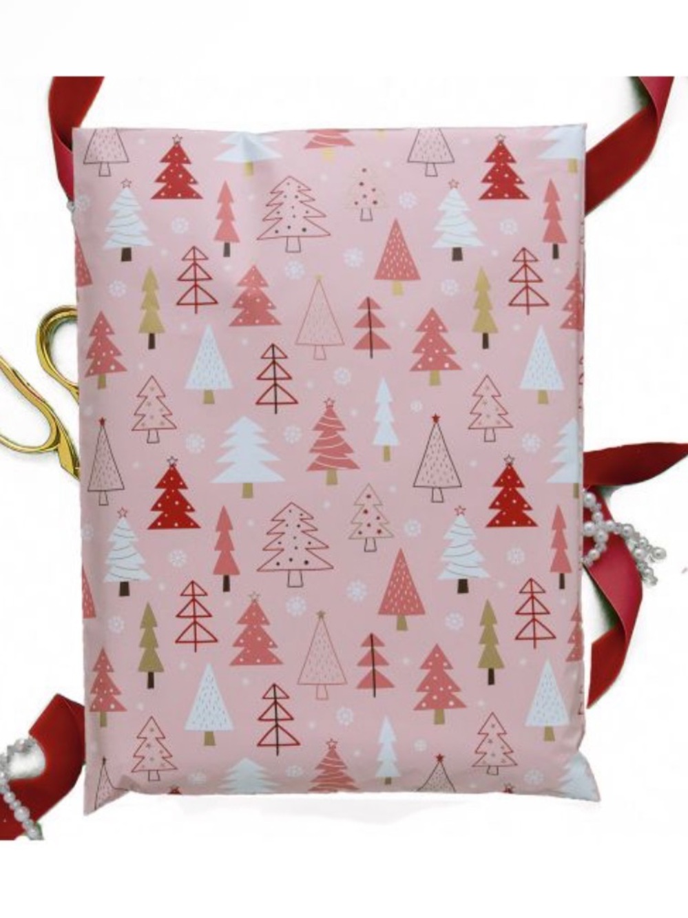 Set of 20 10x13 Christmas Tree Pink Poly Mailer Bag